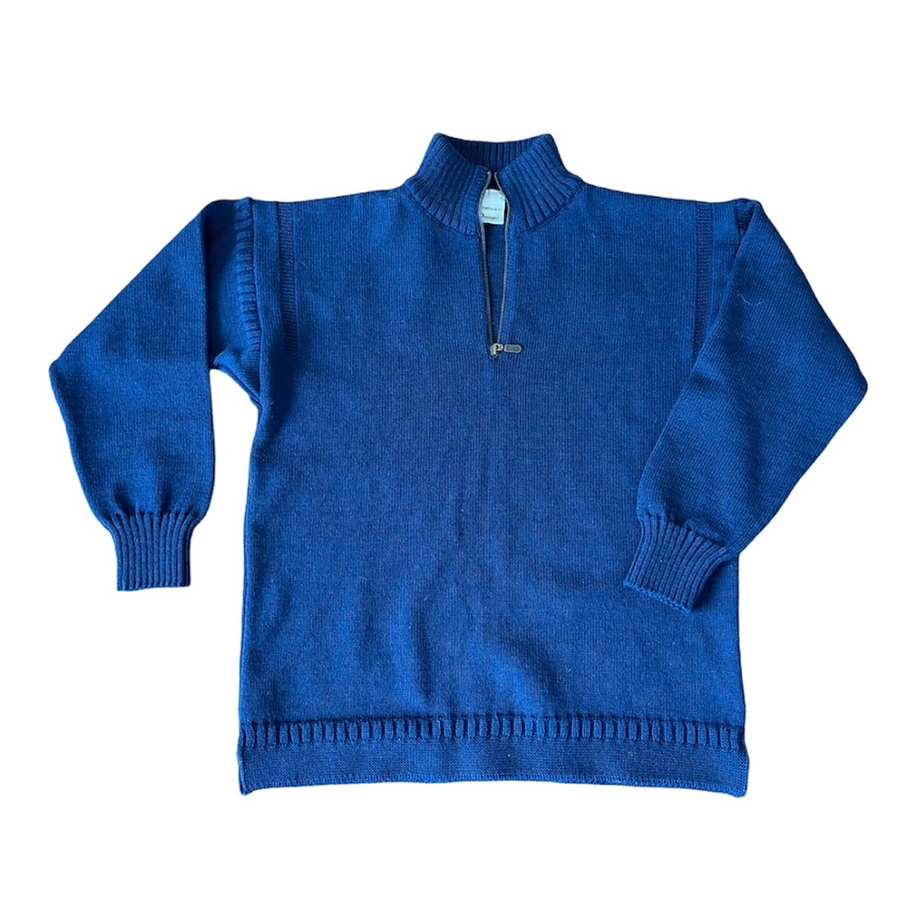 Emerald design half zip wool Guernsey sweater